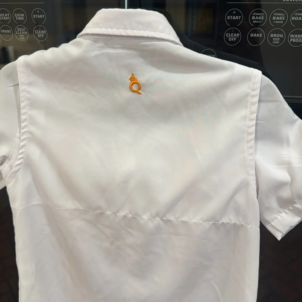 Blue Quail - Boys Guayabera- White & Orange Short Sleeve Shirt - Size: 4T - Picture 4 of 4